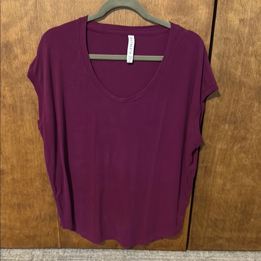 ATHLETA Cloudlight Stratus Ribbed Tee Fuchsia Size Large